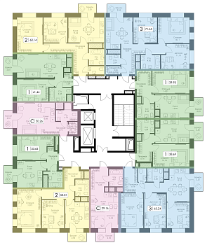 Трехкомнатная квартира № 68 